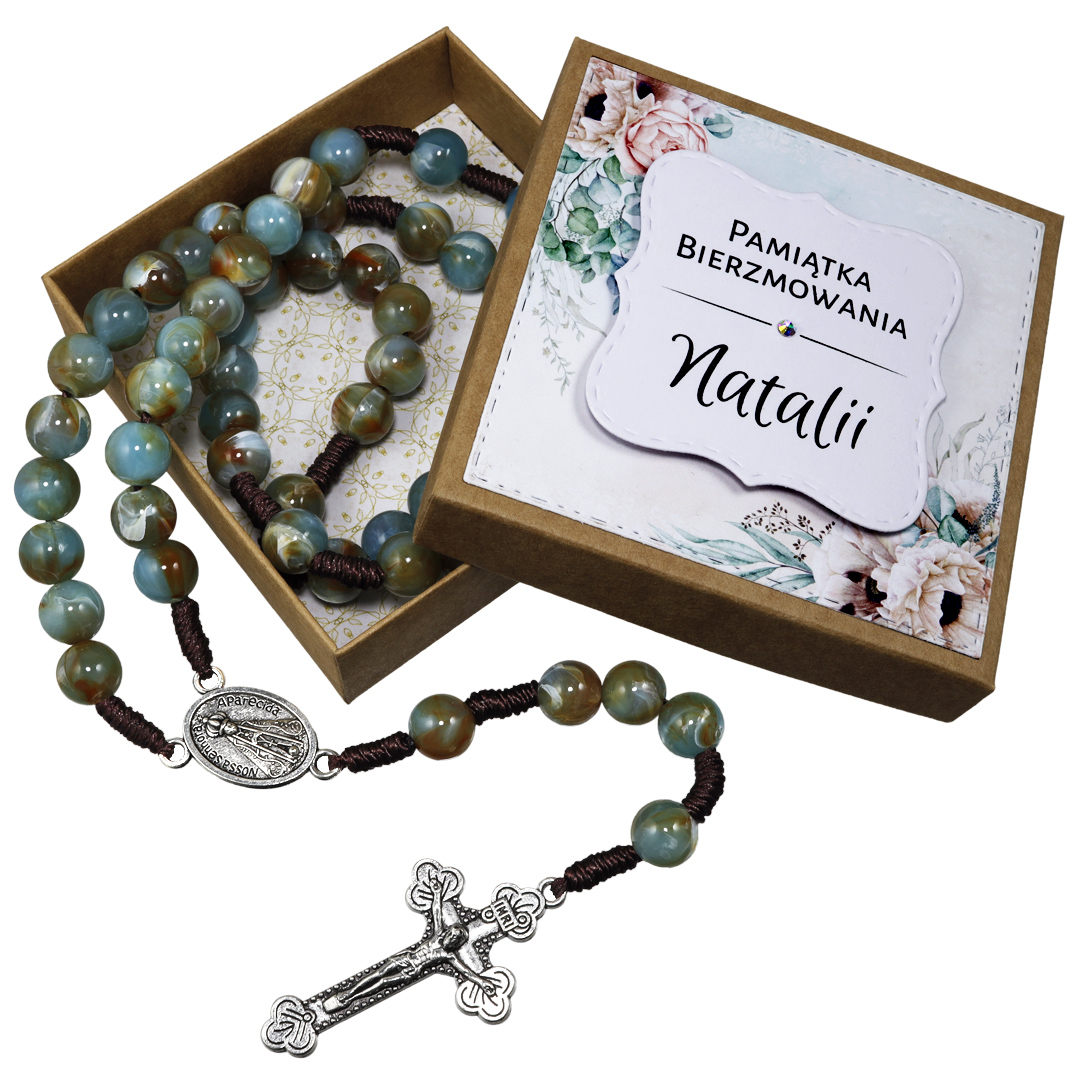 Różaniec w spersonalizowanym pudełeczku ✞ PAMIĄTKA BIERZMOWANIA dla dziewczynki ✞ PWR001 - ArtUnique zdjęcie 1