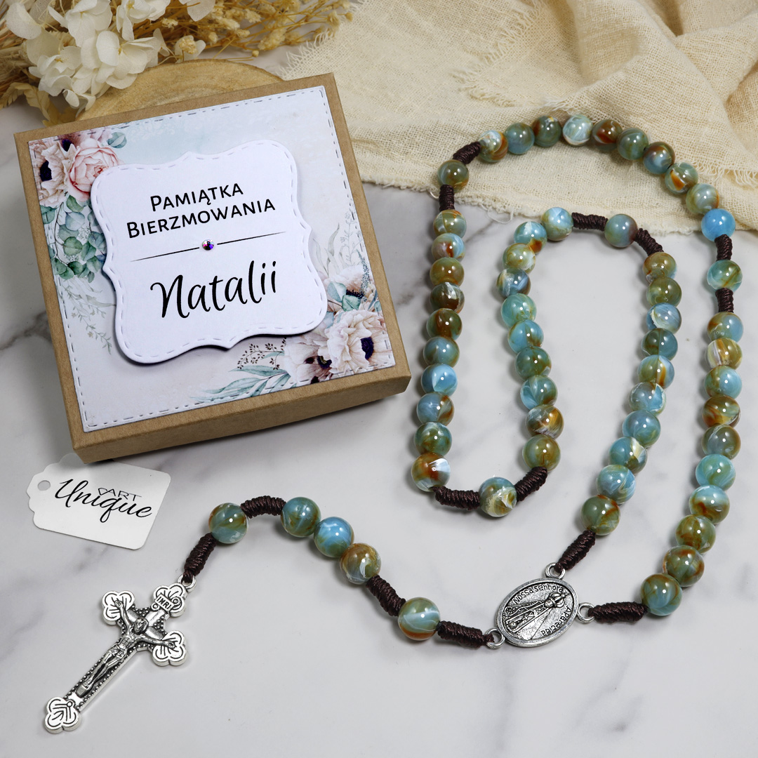 Różaniec w spersonalizowanym pudełeczku ✞ PAMIĄTKA BIERZMOWANIA dla dziewczynki ✞ PSR001 - ArtUnique zdjęcie 2