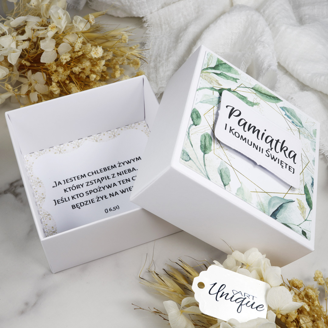 Pudełeczko podarunkowe na różaniec • PAMIĄTKA I KOMUNII ŚWIĘTEJ • BOX005 - ArtUnique zdjęcie 2