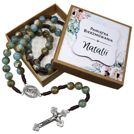 Różaniec w spersonalizowanym pudełeczku ✞ PAMIĄTKA BIERZMOWANIA ✞ PSR001