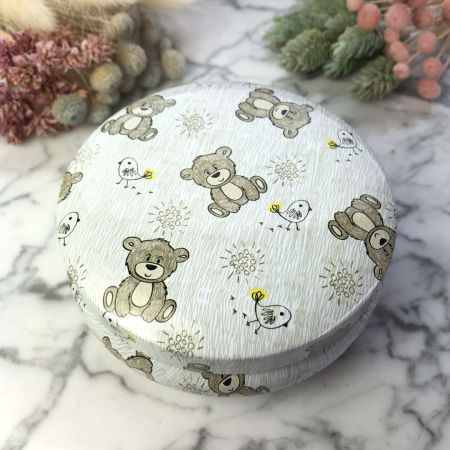 Pudełeczko podarunkowe metalowa puszka w misie na różaniec BOX002