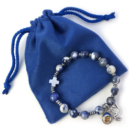 Różaniec bransoletka na rękę ✞ sodalit ✞ WRB079