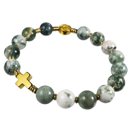Różaniec bransoletka ✞ agat mszysty WRB092