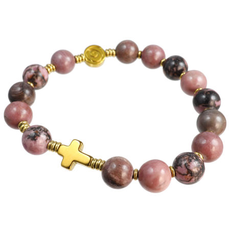 Różaniec bransoletka ✞ rodonit WRB097