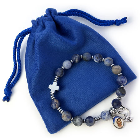 Różaniec bransoletka na rękę ✞ sodalit matowy ✞ WRB080