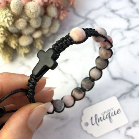 Damski różaniec sznurkowy na rękę ✞ jaspis 