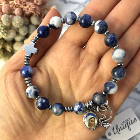 Różaniec damska bransoletka na rękę sodalit ARTUNIQUE