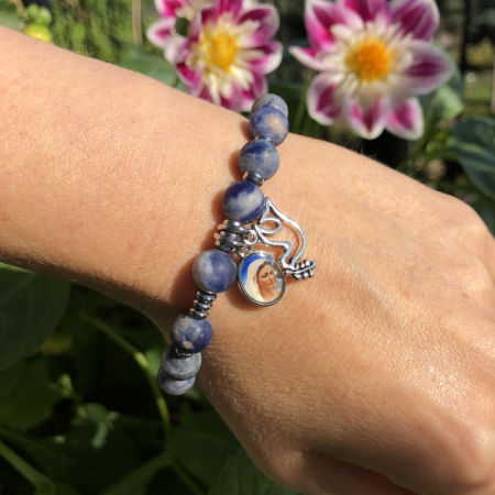 Damski różaniec bransoletka na rękę sodalit matowy ARTUNIQUE