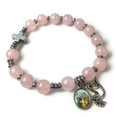 Różaniec bransoletka ✞ kwarc różowy ✞ WRB086