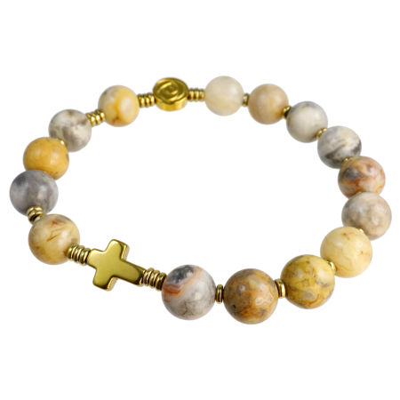 Różaniec bransoletka ✞ agat koronkowy