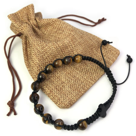 Męska bransoletka różaniec sznurkowy na rękę ✞ tygrysie oko MRB013