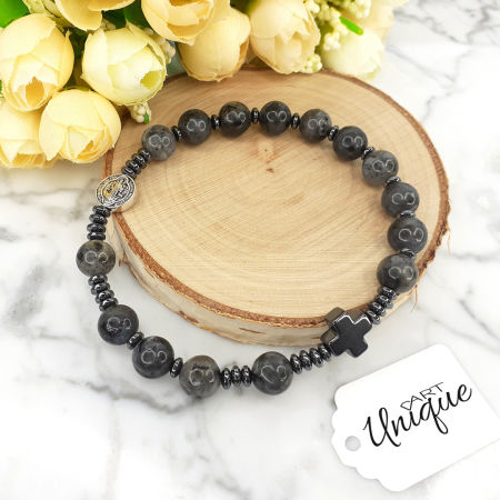 Różaniec bransoletka ze Św. Benedyktem larvikit ARTUNIQUE