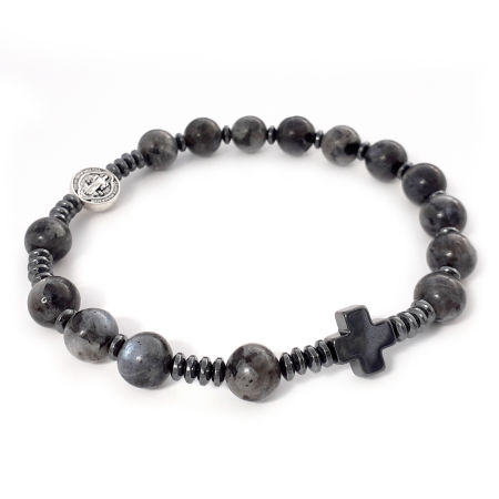 Męska bransoletka różaniec ze Św. Benedyktem ✞ larvikit MRB003