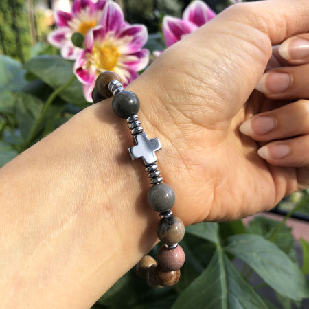 Damski różaniec bransoletka na rękę jaspis oceaniczny ARTUNIQUE