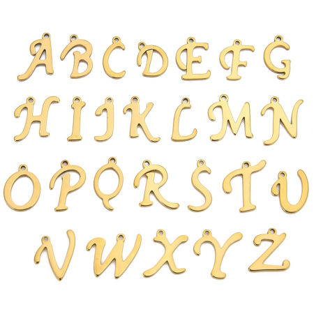 Dodatkowa literka - inicjał do bransoletki różańcowej stal nierdzewna złota CH001