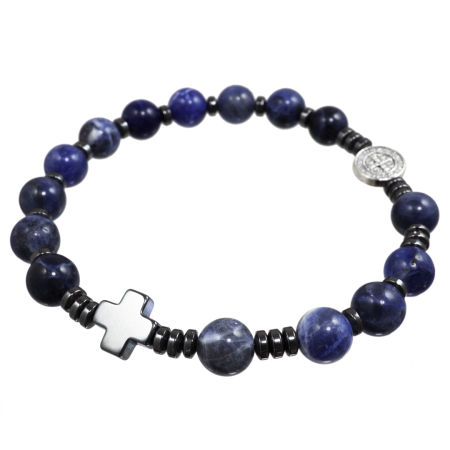Męska bransoletka różaniec ze Św. Benedyktem ✞ sodalit 