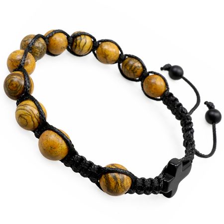 Bransoletka różaniec sznurkowy na rękę ✞ jaspis krajobrazowy UMRB007