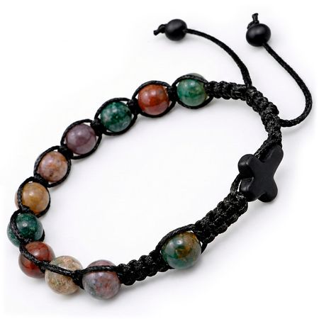 Bransoletka różaniec sznurkowy na rękę ✞ agat indyjski UMRB010