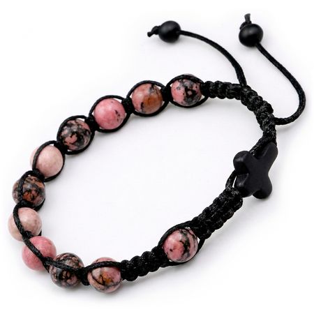 Bransoletka różaniec sznurkowy na rękę ✞ rodonit UMRB014