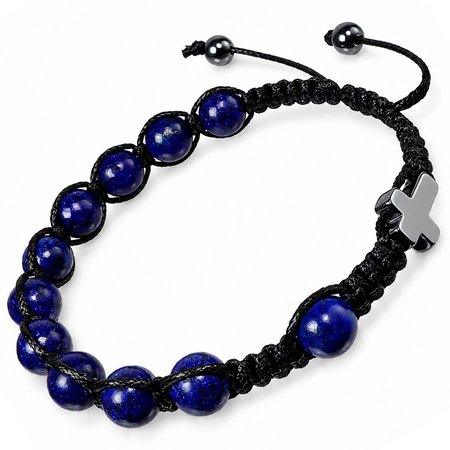 Bransoletka różaniec sznurkowy na rękę ✞ lapis lazuli UMRB020