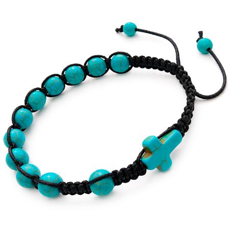 Bransoletka różaniec sznurkowy na rękę ✞ howlit turkusowy WRB071