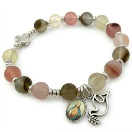 Różaniec bransoletka ✞ kwarc arbuzowy matowy ✞ WRB077