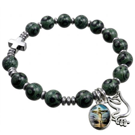 Różaniec bransoletka na rękę ✞ jaspis Kambaba ✞ WRB083