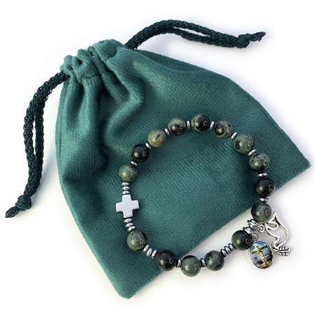 Różaniec bransoletka na rękę ✞ jaspis Kambaba ✞ WRB083