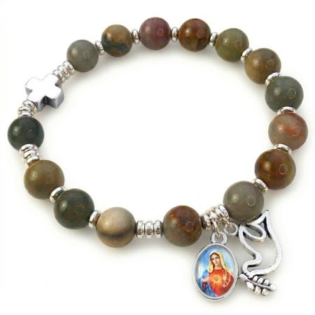 Różaniec bransoletka na rękę ✞ jaspis oceaniczny ✞ WRB084