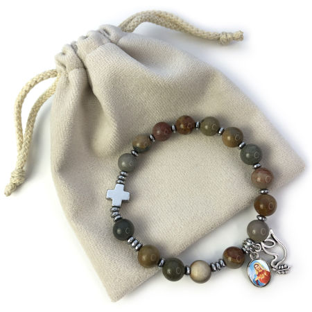 Różaniec bransoletka na rękę ✞ jaspis oceaniczny ✞ WRB084