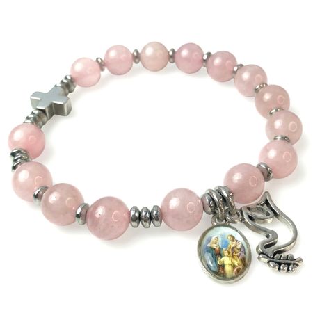 Różaniec bransoletka ✞ kwarc różowy ✞ WRB086