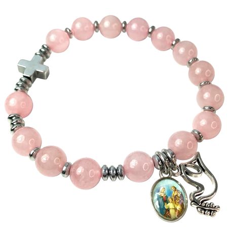 Różaniec bransoletka ✞ kwarc różowy ✞ WRB086