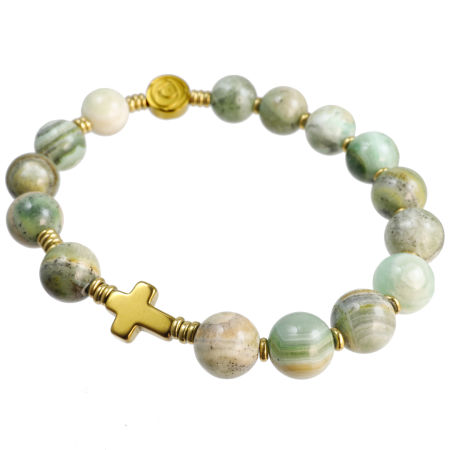 Różaniec bransoletka ✞ kalcyt zielony WRB101