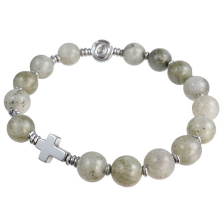 Różaniec bransoletka ✞ szary labradoryt WRB105