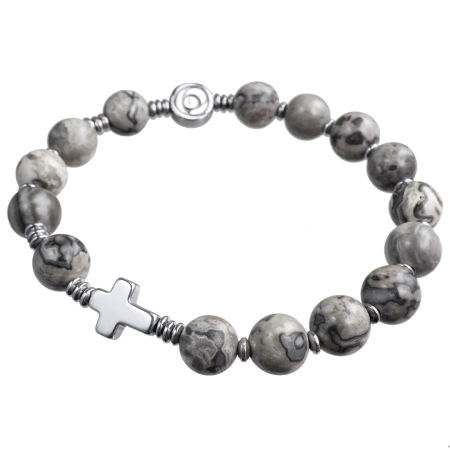 Różaniec bransoletka ✞ jaspis szary WRB106