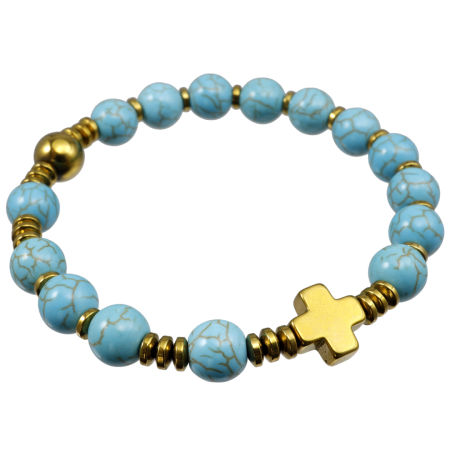 Różaniec bransoletka ✞ howlit turkusowy WRB108