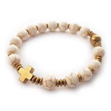 Różaniec bransoletka ✞ howlit kremowy WRB001