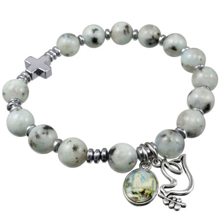 Różaniec bransoletka na rękę ✞ jaspis kiwi ✞ WRB116