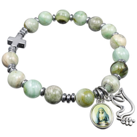 Różaniec bransoletka na rękę ✞ kalcyt zielony ✞ WRB117
