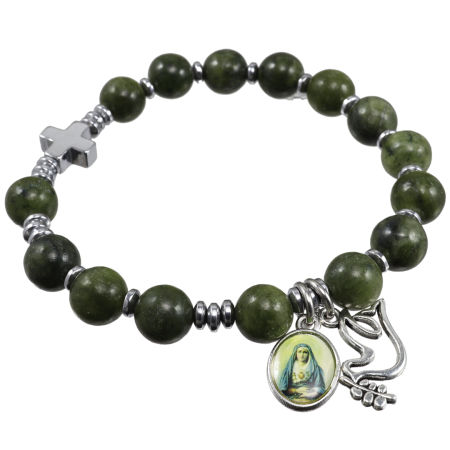 Różaniec bransoletka na rękę ✞ jadeit zielony ✞ WRB118